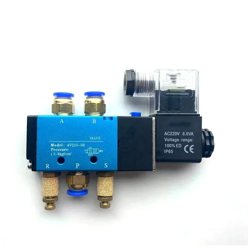 4V210-08 12V 24V 220V Coil Volt Pneumatic Electric Solenoid Valve 5 Way 2 Position Control Air Gas Magnetic Valve
