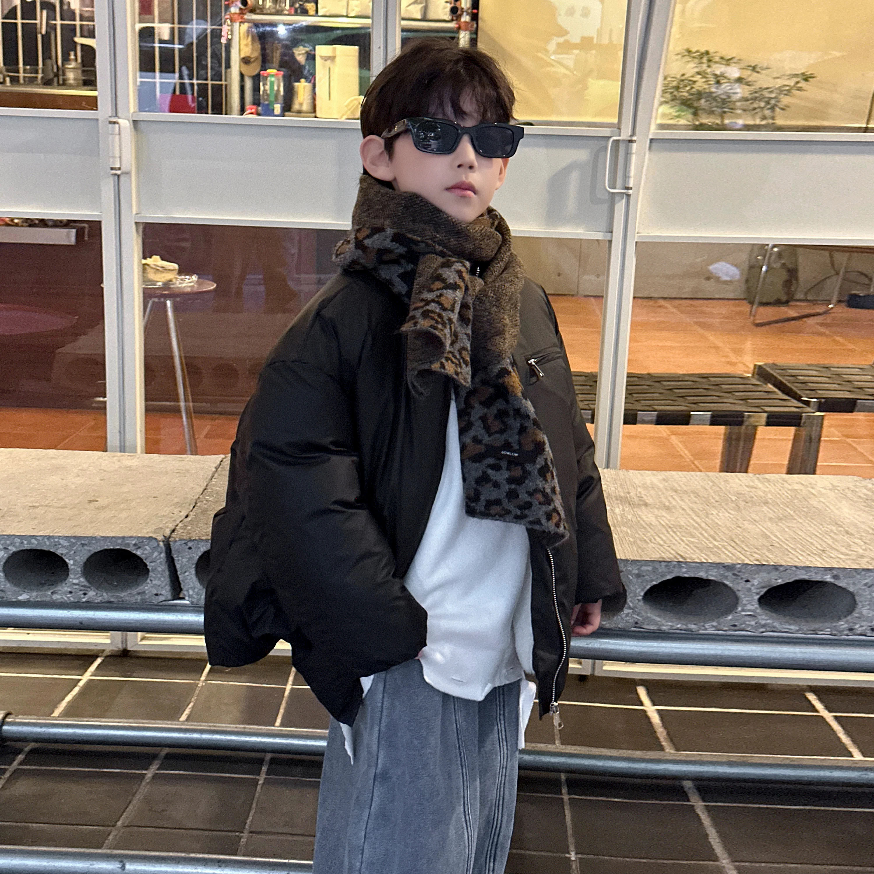 

Утепленная хлопковая куртка для мальчиков: модное детское корейское пальто с подкладкой, водонепроницаемое, с длинными рукавами, на молнии