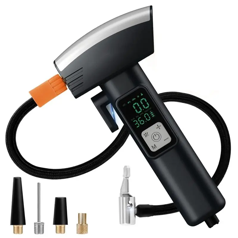 

A21F-6IN1 Vehicle Tire Inflator Portable Air Compressor Safety Hammer And Seat Belt Cutter Car Tire Air Pump With LED Light