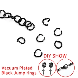 Cool Black Jump Rings Vacuum Plated Aço Inoxidável Jóias Fazendo Suprimentos Accessorie DIY Colar Brinco Moda Connetor