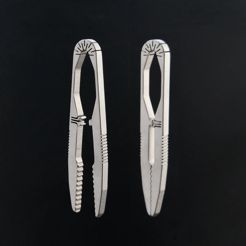 ABSJ-TC4 Titanium Alloy Buckle Tweezers Multifunction With Snap Lock Corkscrew CNC Machining Clips Outdoor Tool