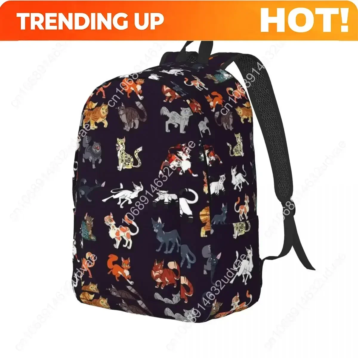Custom Bag Warrior Cute Cats Lovers Backpack Boy Girl Kids Student School Bookbag Cool Canvas Daypack Preschool Kindergarten Bag