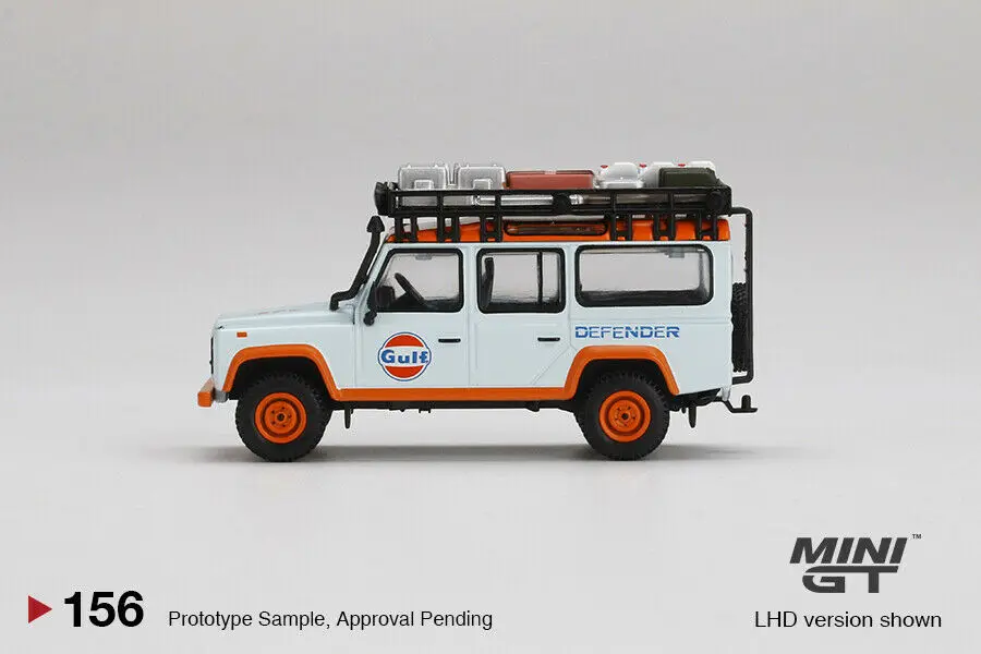 ของขวัญสำหรับการแสดงโมเดลรถยนต์ของ TSM minigt 1/64 #156 US Edition Land Rover Guardian Gulf น้ำมันอัลลอยหล่อขึ้นรูป