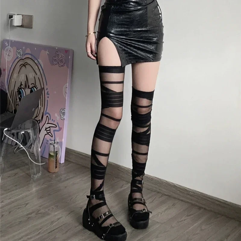 JK لوليتا النساء جوارب رقيقة جدا شفافة كريستال جوارب حريرية الفخذ العليا جوارب Y2k الفتيات الفخذ العليا الجوارب جوارب #5