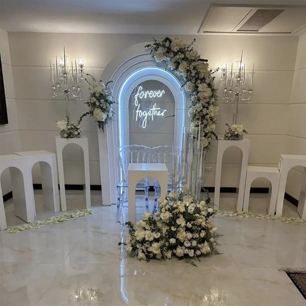 

Custom Flower Arch Wall Decoration PVC Background 3D Board Arch Chiara Backdrop Stand Wedding Event Party Decoration with Light