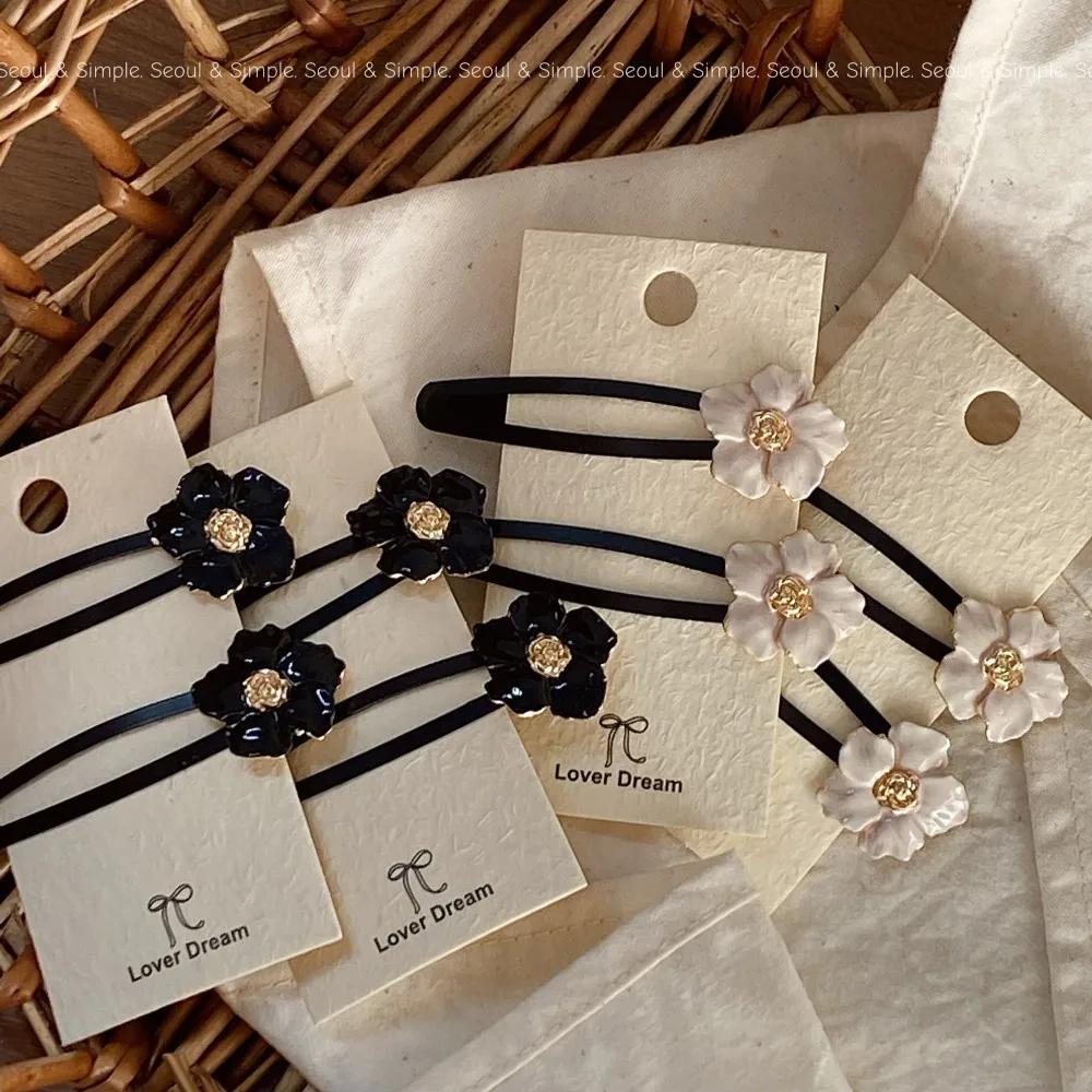Hair Clips Set Pearl Flower Vintage Tweed Style Versatile Classic Side Bangs Holders for Women Daily Party Office   Elegant
