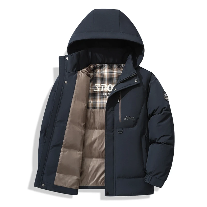 سترات رجال الأعمال بقلنسوة سترات عصرية بقلنسوة ملابس عمل غير رسمية سترة بقلنسوة قابلة للإزالة ومقاومة للبرد #5