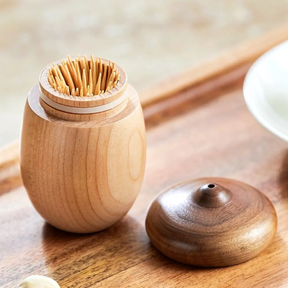 Creative Wooden Acorn Toothpick Box Mushroom Style Dispenser Japanese Cotton Swab Storage Organizer Home Decor