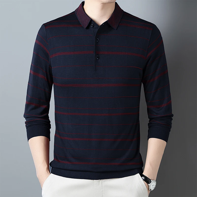 

New Dad Autumn Clothing Long Sleeve Middle-aged and Elderly Men's Spring and Autumn Top Middle-aged POLO Shirt