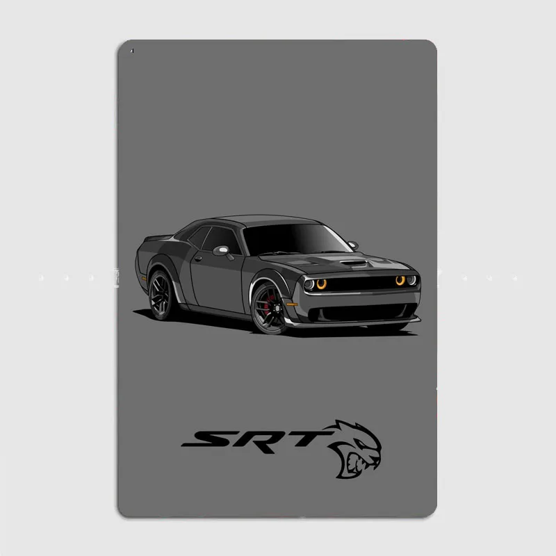 Black Classic HELLCAT SRT Sports Car Retro Poster Metal Sign Interior Decor Automobile Club Tin Home Wall Decor Room Decoration