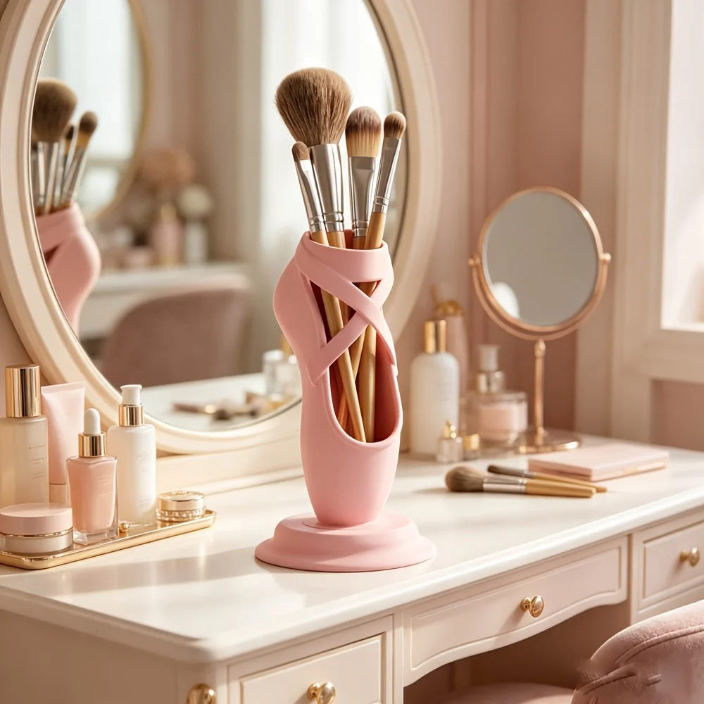 Elegant Ballet PLA Pen Holder Desktop Storage Organizer Pencil Makeup Brush Container Home Decor Ornament Sweet Gift