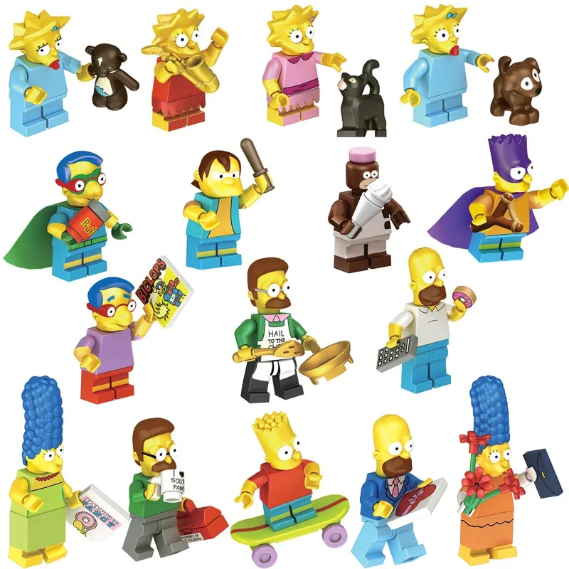 Figurines miniatures de la famille Simpson, collection de figurines d'action à assembler