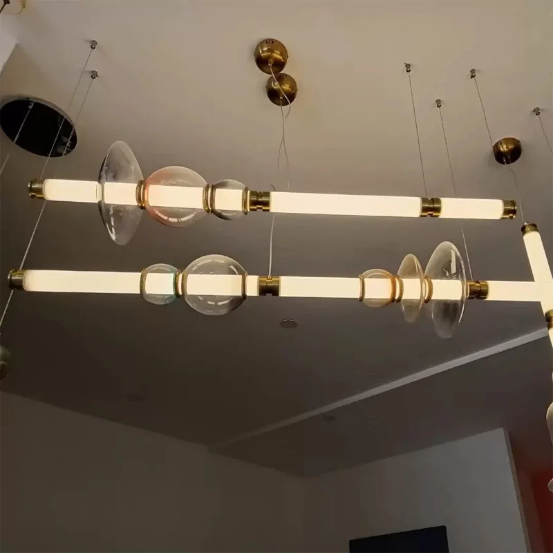

Nordic LED dining room ceiling chandelier, glass pendant lamp, lustre, bar counter dimmable home interior lighting