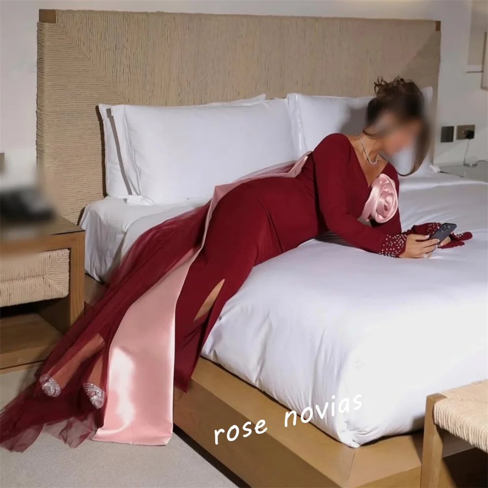 Maßgeschneiderte elegante Faltenblume mit langem Schal und V-Ausschnitt, Etui-Midikleider, maßgeschneiderter Anlass, formelles Abendkleid, Partykleid