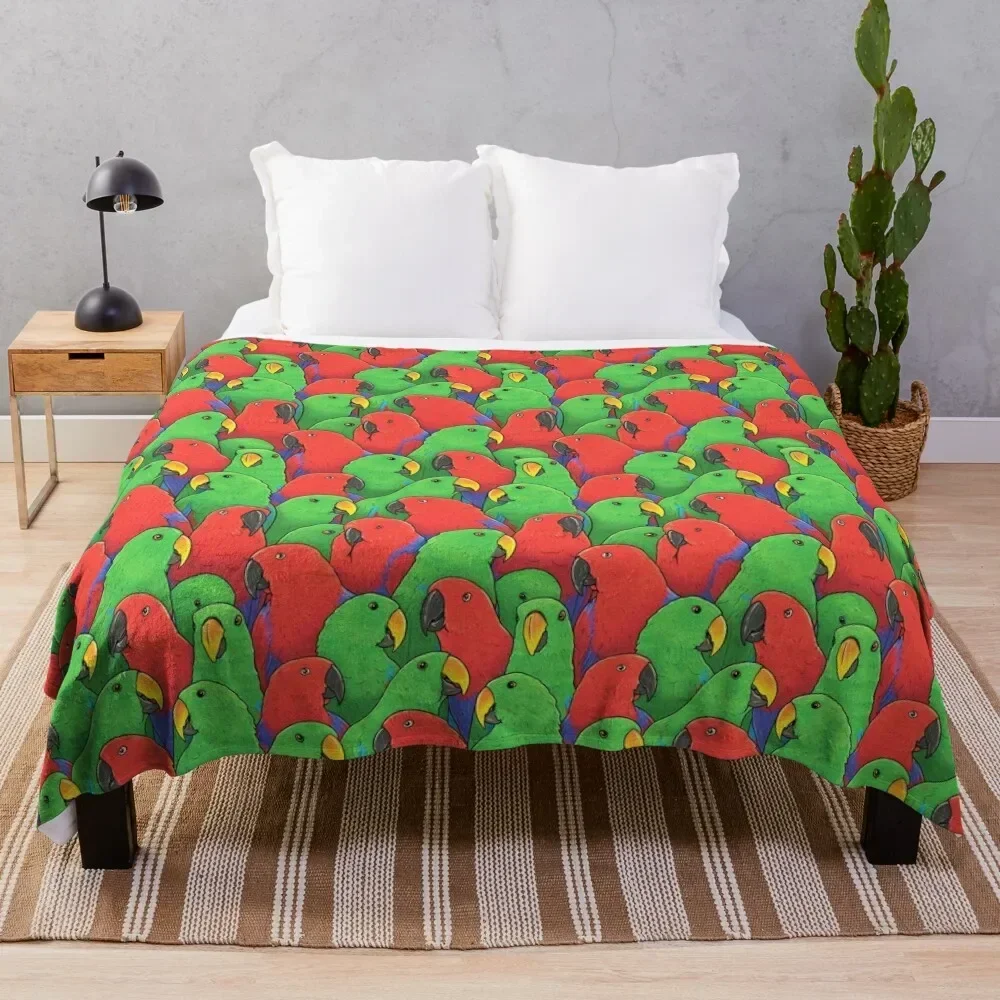 Male and Female Eclectus Parrots Throw Blanket Multi-Purpose Summer Moving Blankets