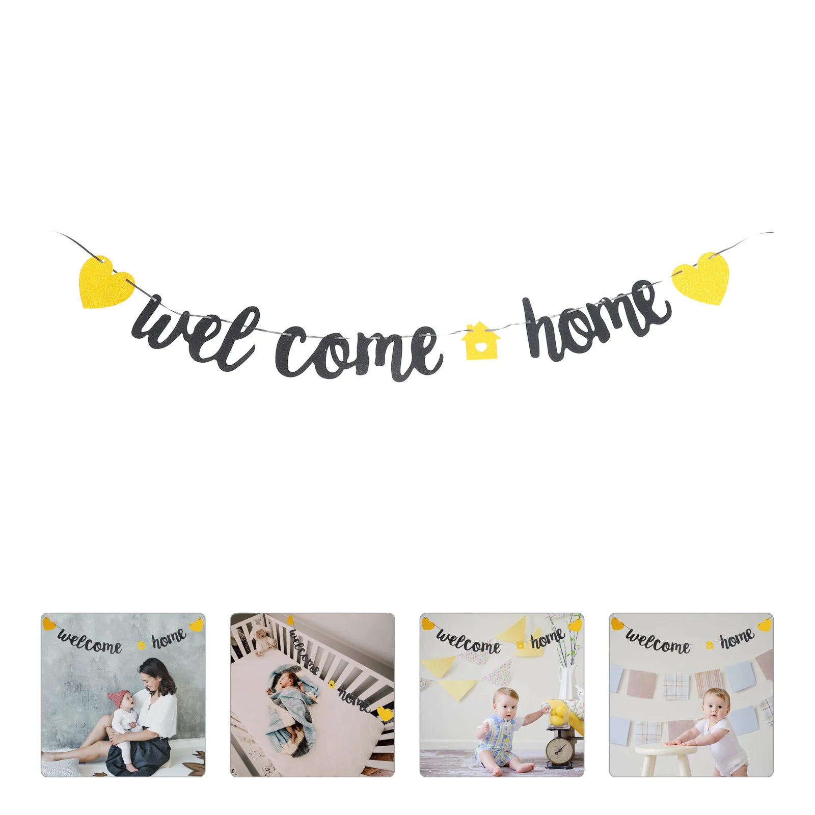 Back-to-home Party Banner Scene Props Flags Banners Ornament Emblems Hanging Letter Decor Welcome Door Decoration