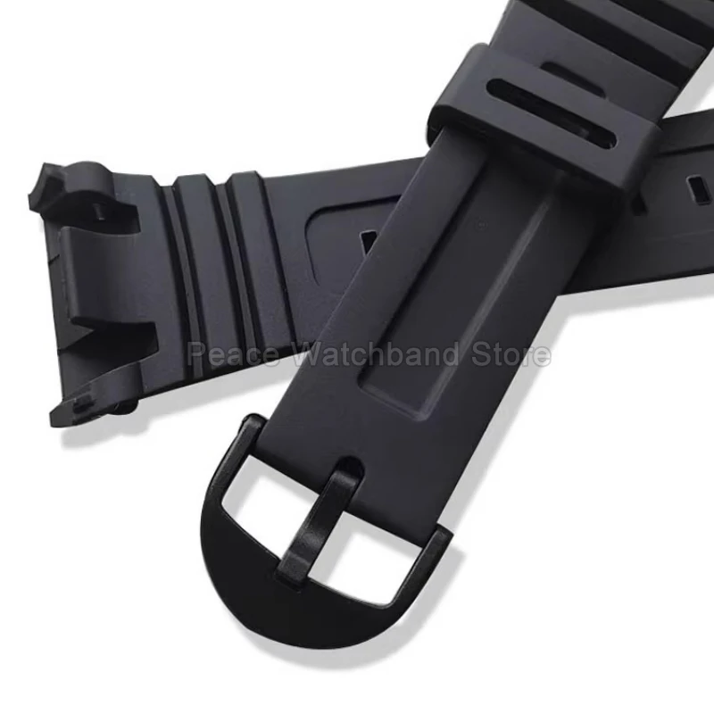 Cinturino per orologio in resina resistente allo sbiadimento di dimensioni speciali per Casio W-96H Bracciale liscio e confortevole con fibbia speciale nera