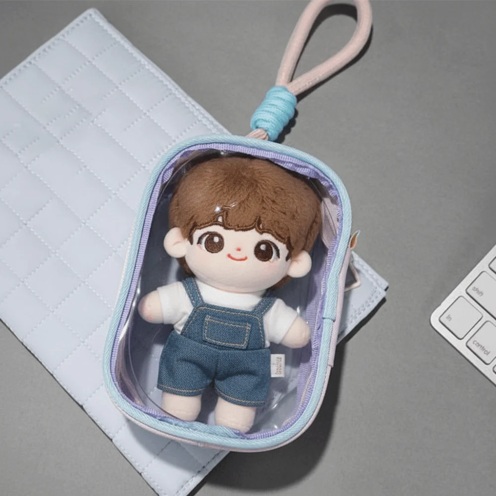 

Mini Portable 10cm Transparent Doll Bag Display Clear Doll Storage Bag Zipper PVC Outdoor Doll Display Bag Plush Doll