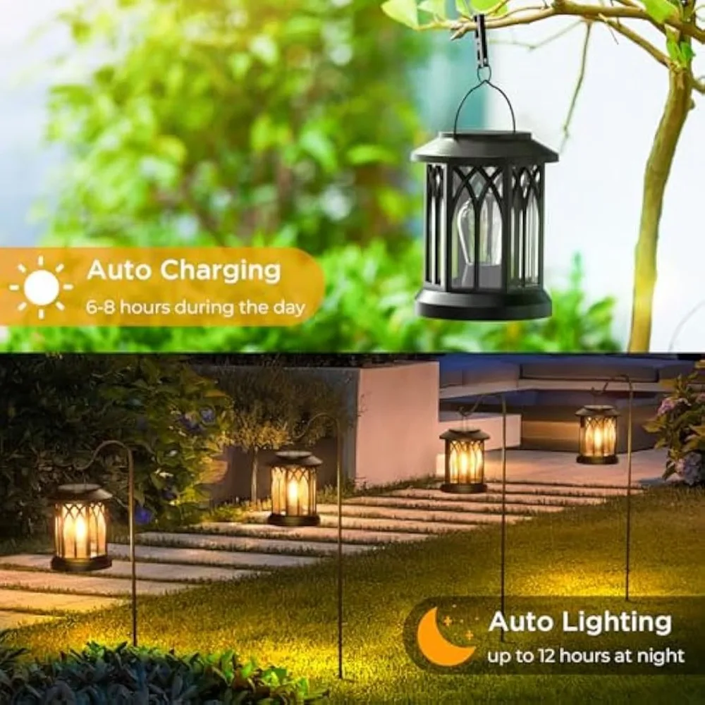 Solar Lantern Outdoor Hanging 4-piece Set, Upgraded Solar Lantern Outdoor Waterproof, Solar Lantern