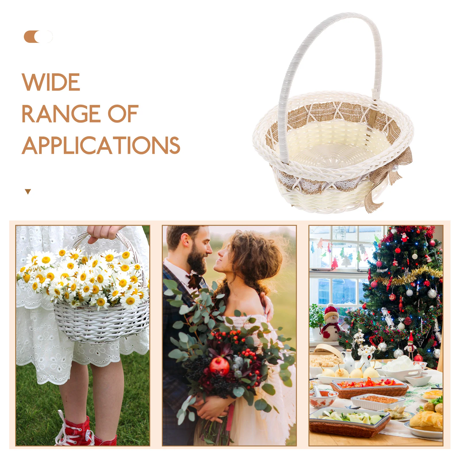 

Petal Basket 18x21cm Hand-woven Rattan Wedding Party Flower Girl Handle Baskets for Petals Small Rustic Elegant Container