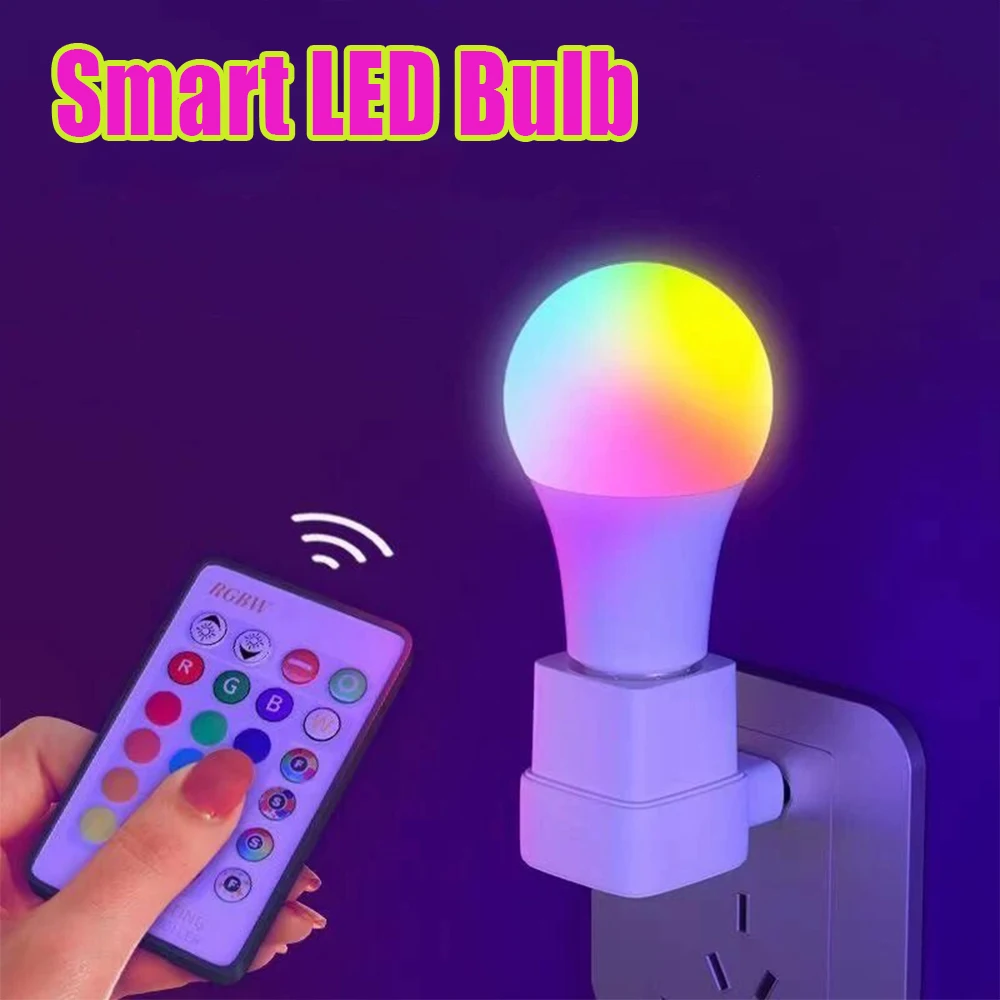 

Multicolor RGB LED Bulb E27 220V AC Dimmable Smart Light Bulb 24 Key Remote Music Sync for Bedroom Party Atmosphere Lamp