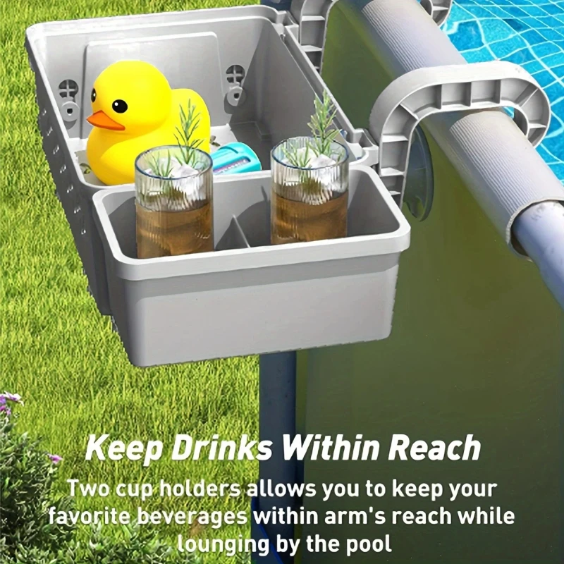 

Outdoor Swimming Poolside Storage Basket with Pool Cup Holder, Thickened Plastic Pool Basket for Above Ground Pool Accessories