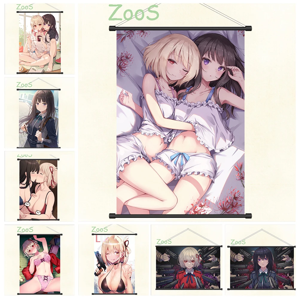 ZOOS Lycoris decoración de retroceso, Mural de imagen, pintura de desplazamiento de Anime, póster de cómics de dibujos animados, papel tapiz de lona, impresiones de regalo