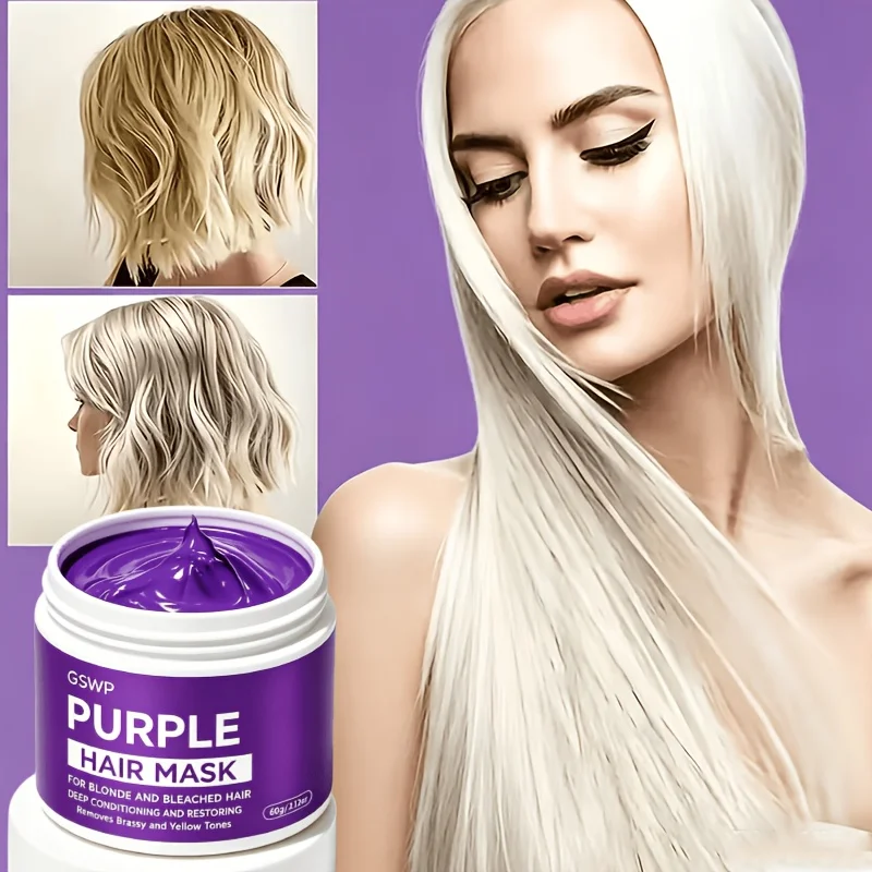 GSWP Purple Hair Mask Anti-Brassiness Shampoo,Deeply Condition, Detangles, Hydrates And Moisturizes,Smooth Hair Care.60/120g