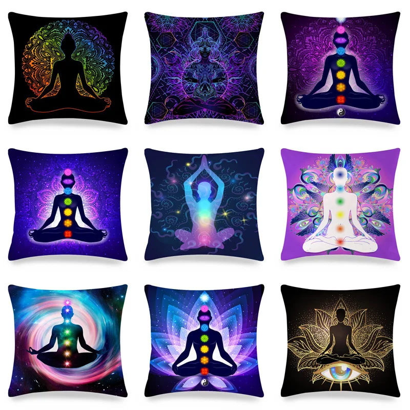 

Mandala Yoga Pillowcase Witch Cushion Cover 40x40 Decorative Pillows Case for Living Room Bedroom Sofa Bed Chair Room Aesthetics