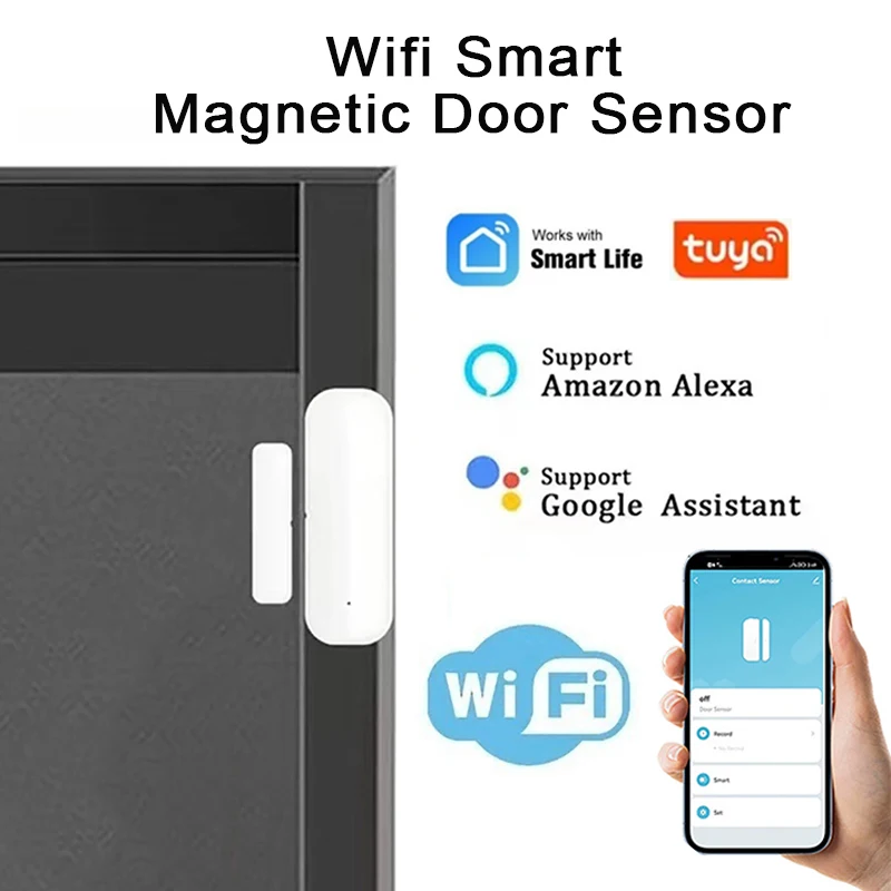 

Умный датчик окна и двери, интеллектуальная домашняя охранная сигнализация, детектор открытия/закрытия двери, работает с приложением Alexa Google Smart Life