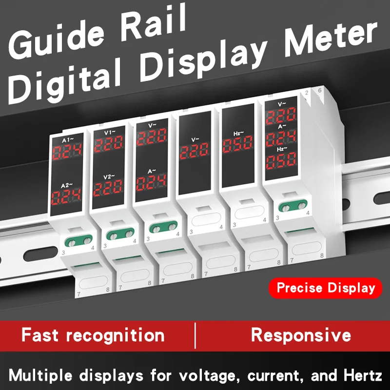 

Rail-clamped voltage meter, ammeter, hertz meter, digital display meter, AC precise display, simple operation, combined display
