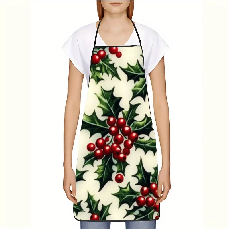 

Аксессуары для приготовления выпечки, повторяющийся узор винтажных рождественских падуб и красных ягод, подходящий для домашней кулинарии, ресторанов