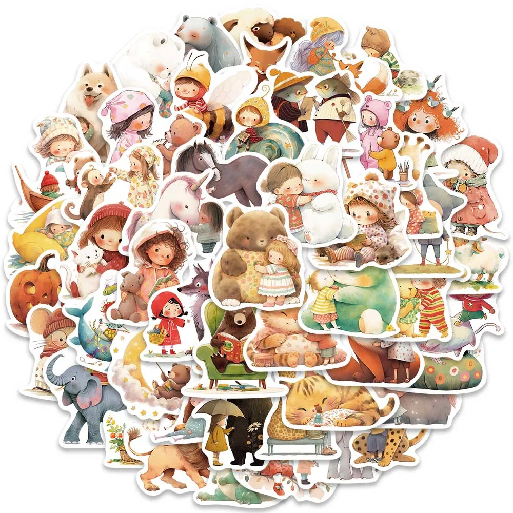 52pcs Cute Cartoon Anime Fairy Tales Animals Stickers For Luggage Laptop Guitar Skateboard Waterproof Graffiti Vinyl Decals