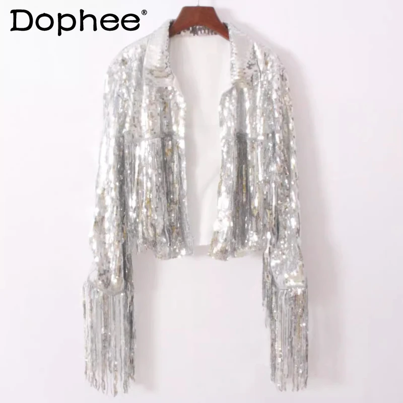 

Men's 2025 Spring Autumn New Over Size Fashion Tops Men's Sparkling Sequined Long-sleeve Jackets Male Trend Handsome Loose Coats