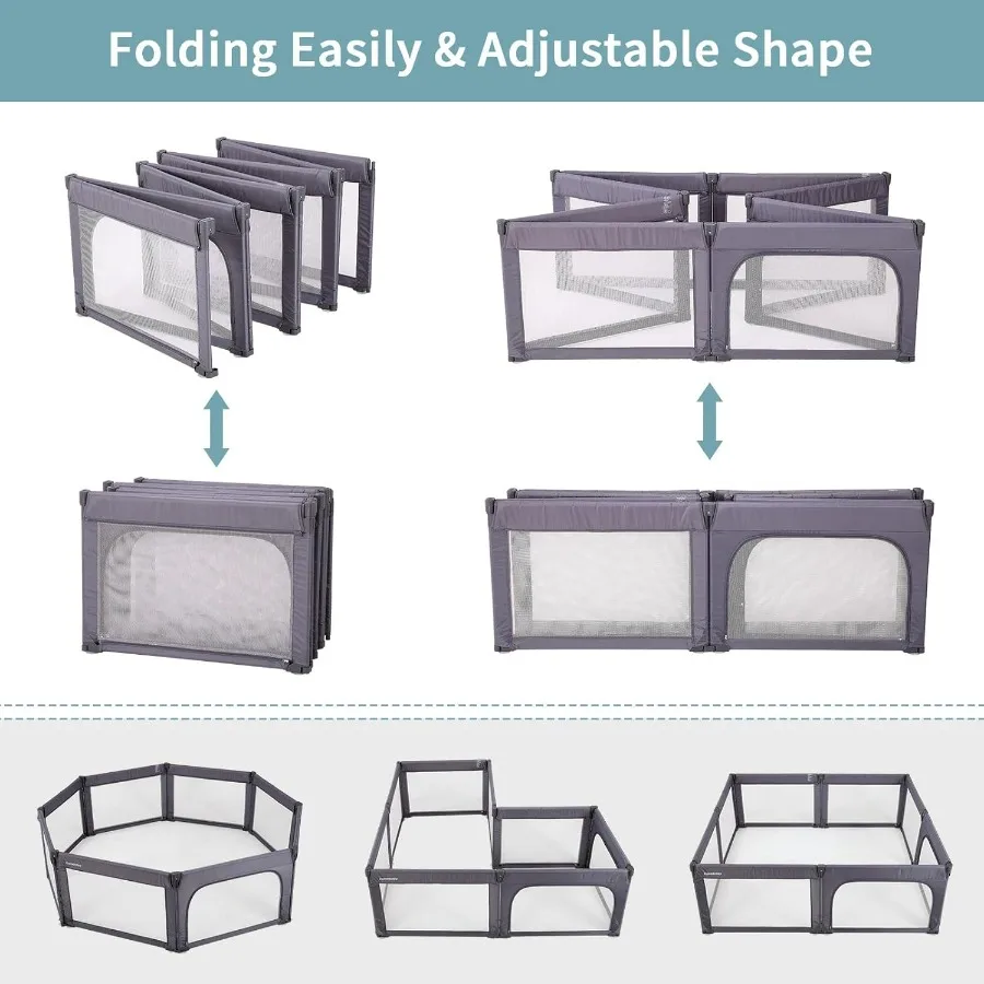 Doradotey Box per bambini pieghevole per bambini 13 dimensioni Custodia per bambini regolabile a forma di 8 pannelli Cancello staccabile 79x71 Grande per interni