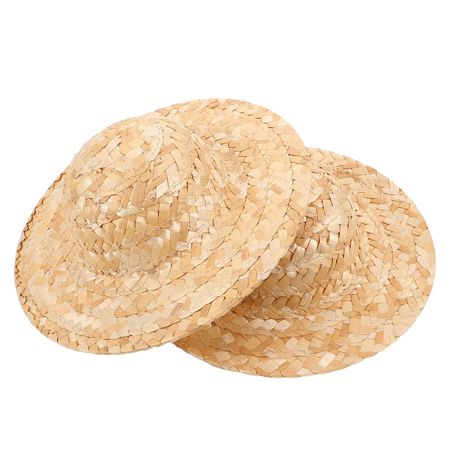 Chapeaux de paille miniatures compacts tissés naturels, 2 pièces, Sombrero pour bricolage, accessoires artisanaux, décorations de vacances, fête Fiesta mexicaine