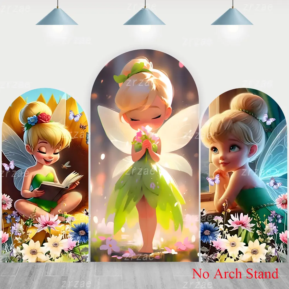 Tinker Bell Arch Photo Backdrop Baby Shower Decoration Kids Girls Birthday Party  Covers Children Photography Background Props