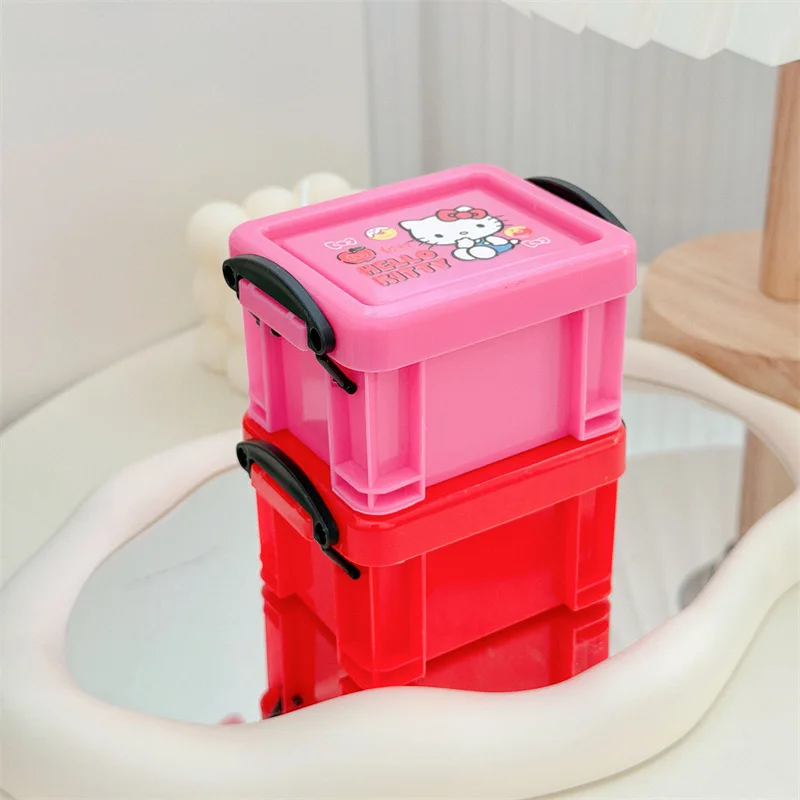 Sanrio Hello Kitty boîte de rangement de ruban de compte à main boîte de papeterie de dessin animé Mini boîte de rangement de bureau petite boîte carrée cadeaux pour fille