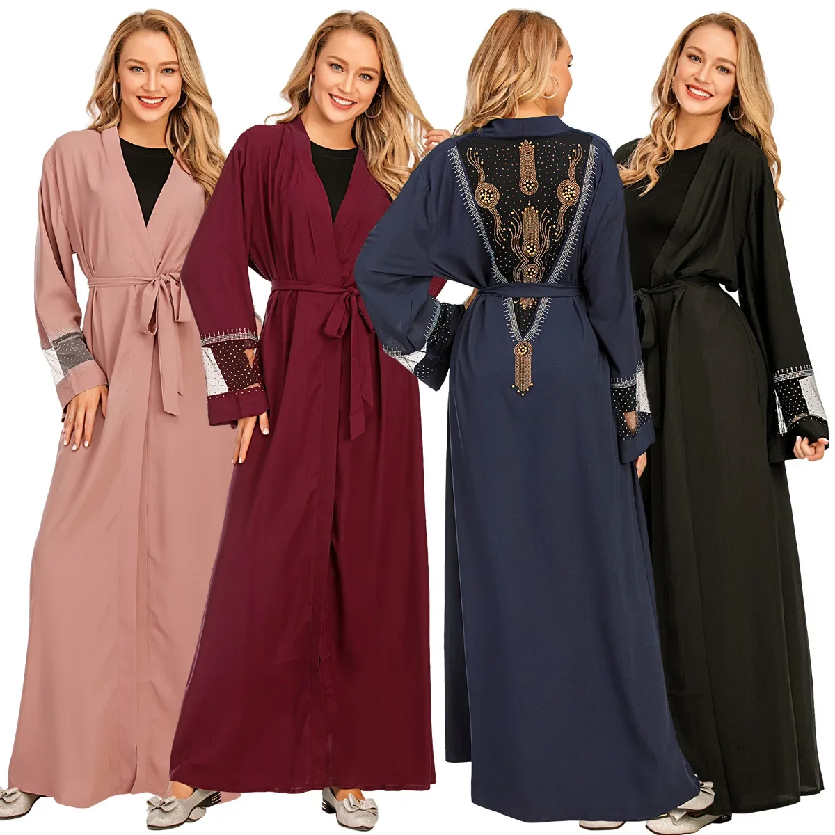 Aberto Abaya para Mulheres Muçulmanas, Kimono Aberto, Caftan Feminino, Abaya para o Ramadã, Eid Mubarak, Dubai, Turquia, Islã, Kaftan