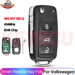 KEYECU Car Key Remote 434MHz 5K0837202Q For Volkswagen VW Beetle Caddy Eos Golf Tiguan Touran Jetta Polo Scirocco 5K0 837 202 Q