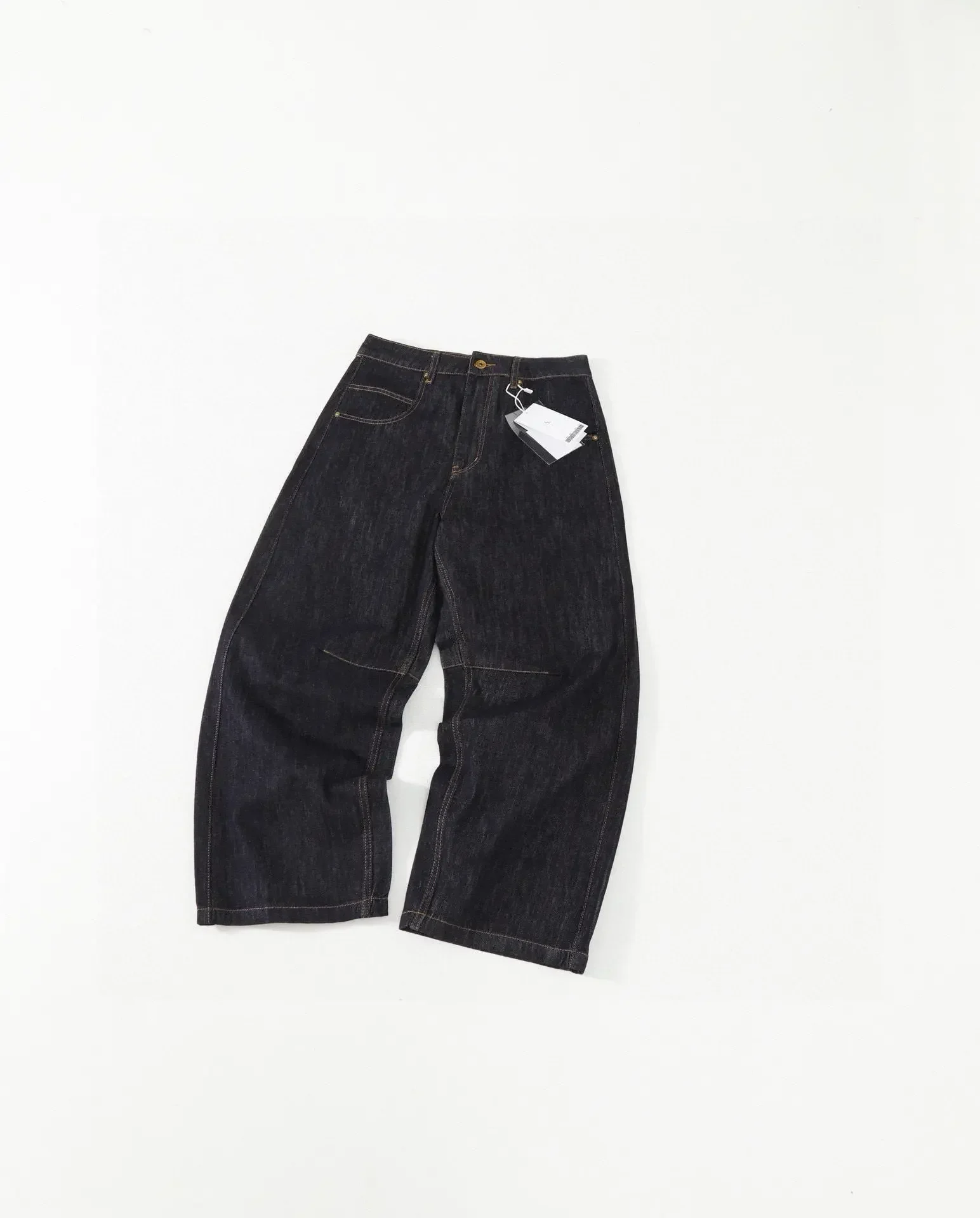 Vintage original cow denim loose straight three-dimensional scimitar wide-leg casual jeans