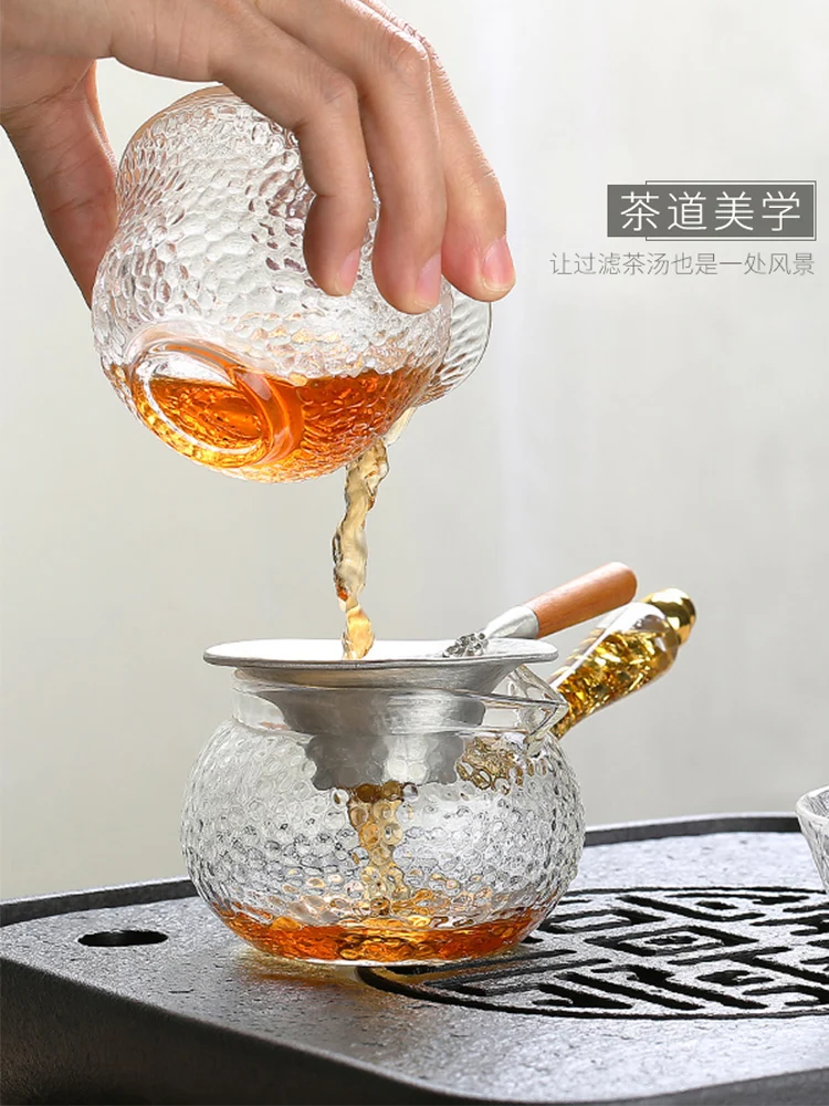 

Handlebar Glass Tea Strainer Distributor Hourglass Kungfu Tea Set Accessories Tea Filter Net Funnel Reasonable Cup Mug Tin