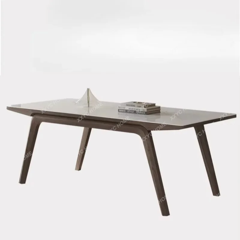 XX X Rock Slab Dining Table And Chair Apartment Solid Wood Ash Wood Modern Simple Rectangular Household Bright Dining