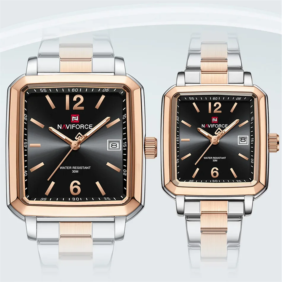NAVIFORCE NF9252 المرأة كوارتز ساعة الموضة الأنيقة مؤشر مضيئة الفولاذ المقاوم للصدأ حزام الساعات مقاوم للماء هدية الزفاف