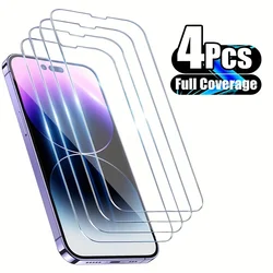 4PCS 9H Hardness Screen Protector For Apple IPhone 13 11 12 Pro Max 15 14 Plus Tempered Glass For 7  8Plus X XR XS Max