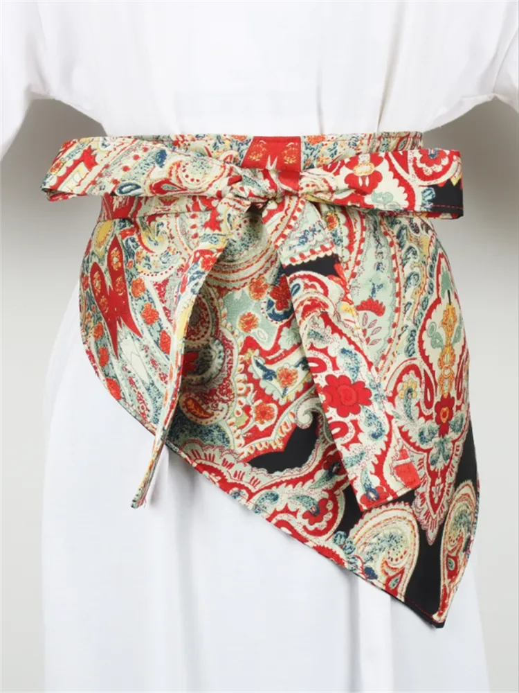 Triangle Accessories Belt Ladies Waistband Tie-up Waist Cincher for Women Waist strap high-end girdle bow printed girdle
