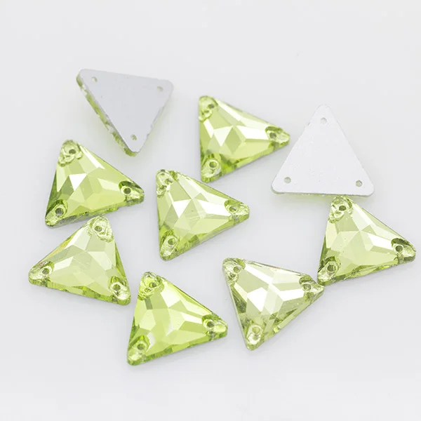 30p 16mm 17-colors Triangle silver Flatback fancy glass Stone sew on crystal rhinestones Sewing embelliment DIY wedding dress