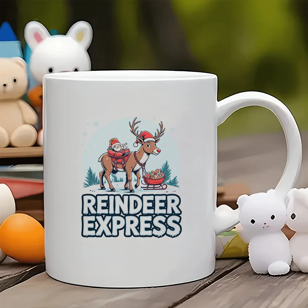 

11oz cartoon reindeer Christmas mug + kids cup family office coffee cup Christmas gift set