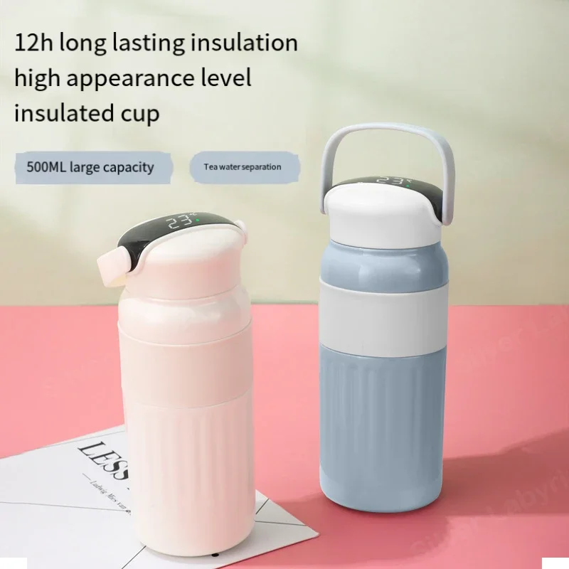 New thermos cup Portable portable water Smart temperature display cover High value car jingle Thermal insulation water