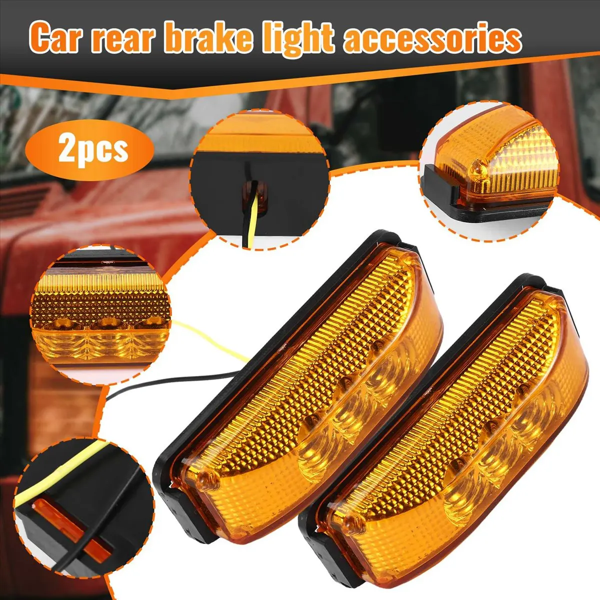 2 Pcs 3.9 Inch 3 Leds Truck Trailer Front Rear Led Side Marker Light Main in Car Light